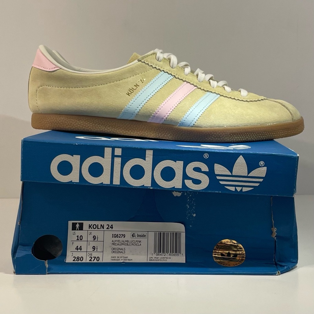 [BRAND NEW] ADIDAS KOLN 24 ALMOST YELLOW BLUE PINK MENS SHOES SIZE 10 [DMGD BOX]